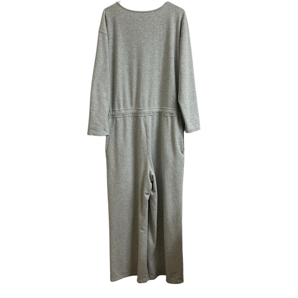 Aerie Weekend Sweatsuit Jumpsuit Gray Drawstring Wide Leg Button Women Size XL - Picture 3 of 10